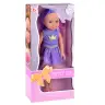 Doll in a Dress with a Crown Long Hair Purple Brush 38cm
