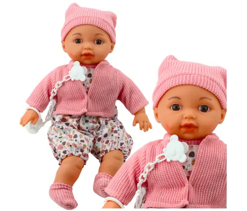 Baby Doll Sweater Hat Pacifier Chain Pink 40cm