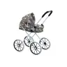 Doll's Pram Big Wheels Foldable Stars Clouds Gray 70cm