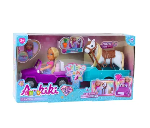 Ankiki Doll Set Convertible Car with Trailer and Horse