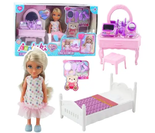 Ankiki Doll Set, Crib, Dressing Table with Mirror, Accessories