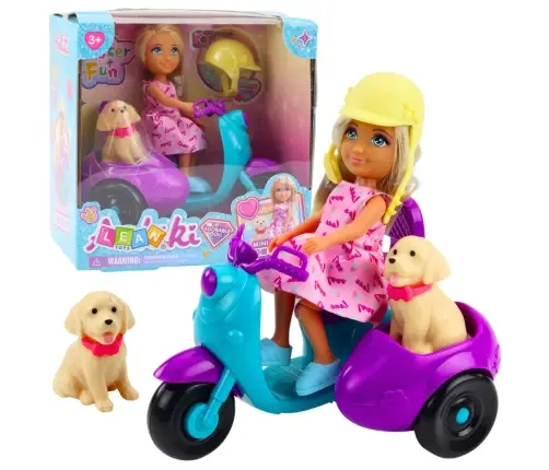Ankiki Mini Doll on a Three-Wheeled Scooter Dog Set