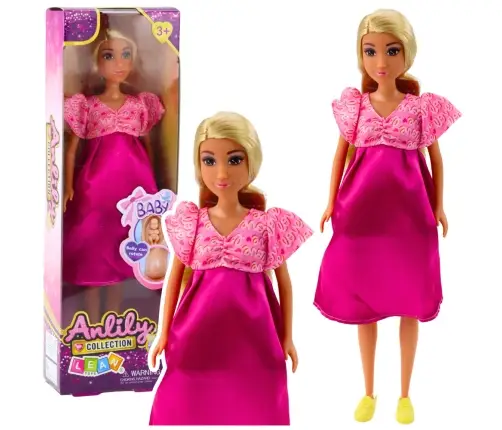 Anlily Pregnant Doll Pink Satin Dress Long Hair Anlily Pregnant Doll Pink Satin Dress Long Hair