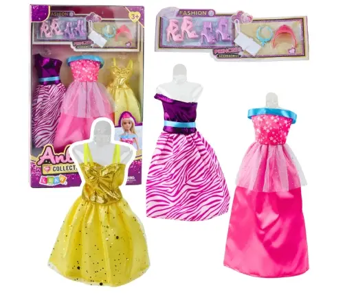 Anlily Doll Dress Set Shoes Handbag Crowns Accessories 8 pcs. Anlily Doll Dress Set Shoes Handbag Crowns Accessories 8 pcs.