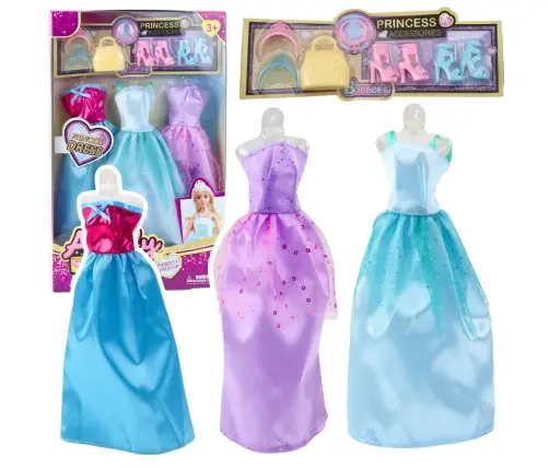 Anlily Doll Dress Set Shoes Handbag Crowns Accessories 9 pcs.