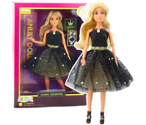 Anlily Doll Ball Gown Black and Gold Movable Limbs Blonde Hair Anlily Doll Ball Gown Black and Gold Movable Limbs Blonde Hair