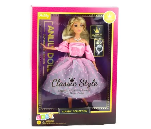 Anlily Doll Ball Gown Light Pink Polka Dots Movable Limbs Blonde