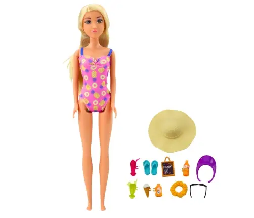 Anlily Doll Set on the Beach with Pool, Palm Tree, Drink Stand, and Accessories