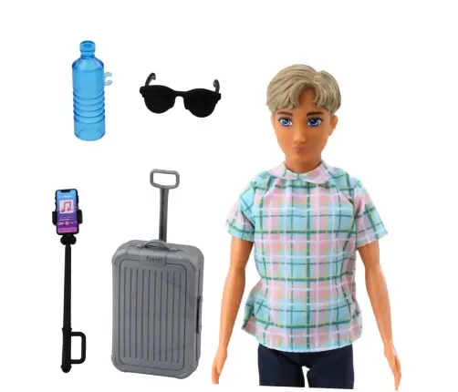 Anlily Doll Boy Accessories Suitcase Selfie Stick Glasses Bottle