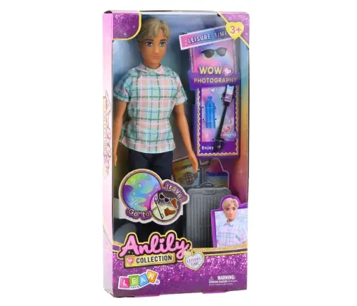 Anlily Doll Boy Accessories Suitcase Selfie Stick Glasses Bottle