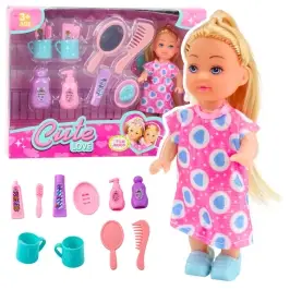 Mini Doll Set Care Accessories Pink Dress