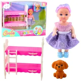 Mini Doll in Dress Double-decker Bed Dog Set