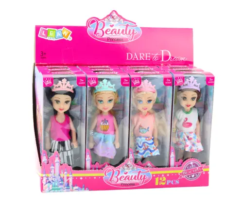 Mini Princess Doll with Crown Colorful Dress 14cm Mix Mini Princess Doll with Crown Colorful Dress 14cm Mix