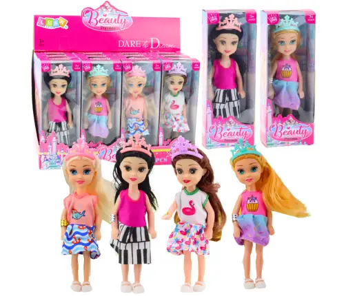 Mini Princess Doll with Crown Colorful Dress 14cm Mix Mini Princess Doll with Crown Colorful Dress 14cm Mix