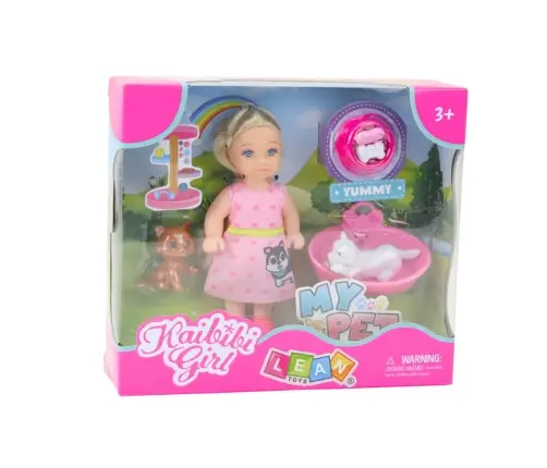 Mini Doll Set with Dog and Kitten Bed and Food Bowl Mini Doll Set with Dog and Kitten Bed and Food Bowl