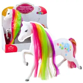 Figurine Large Fairytale Horse Rainbow Mane Colorful Decorations White