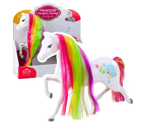 Figurine Large Fairytale Horse Rainbow Mane Colorful Decorations White