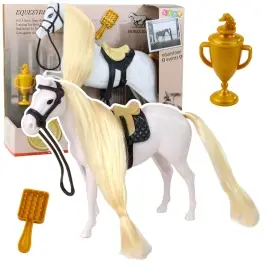 Horse With Long Mane Saddle Cup Brush Accessories White