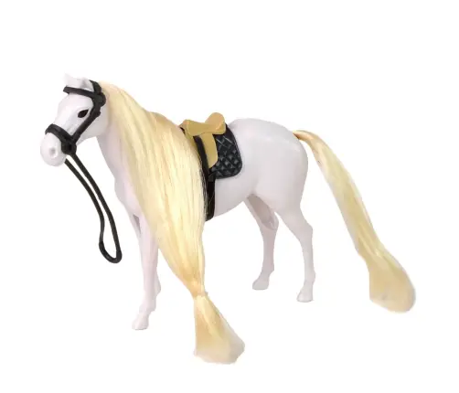 Horse With Long Mane Saddle Cup Brush Accessories White Horse With Long Mane Saddle Cup Brush Accessories White