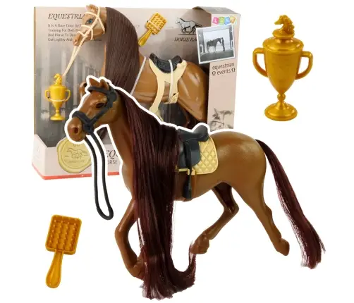 Horse With Long Mane Saddle Cup Brush Accessories Brown
