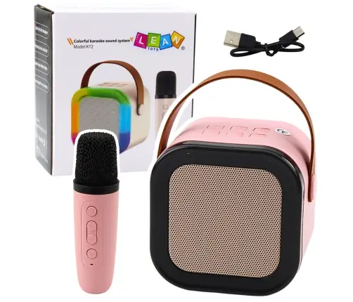 Karaoke Speaker Microphone Wireless K12 RGB Bluetooth Pink