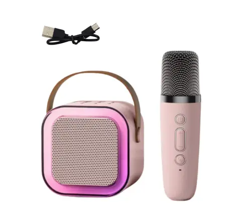 Karaoke Speaker Microphone Wireless K12 RGB Bluetooth Pink