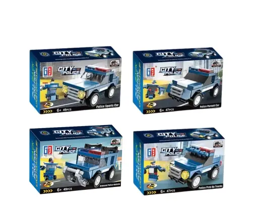 Police Vehicles Friction Drive Construction Blocks Set