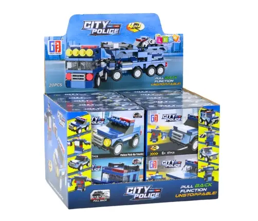 Police Vehicles Friction Drive Construction Blocks Set