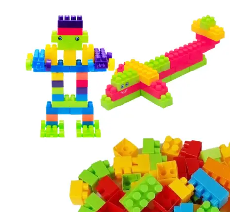 BUILDING BLOCKS IN EDUCATIONAL BOX 60 ELEMENTS.