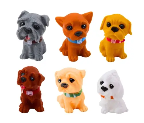 Set of Figures Cute Dogs Puppies Rubber 8cm 6pcs