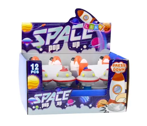 Jumping Spaceship on Spring Colorful Lights 11cm Mix