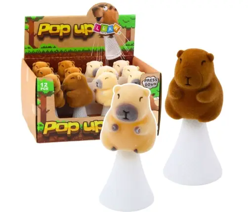 Jumping Capybara Spring Pop Up Beige Brown 10cm