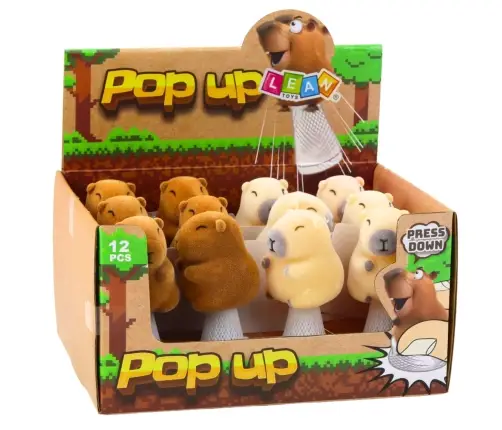 Jumping Capybara Spring Pop Up Beige Brown 10cm