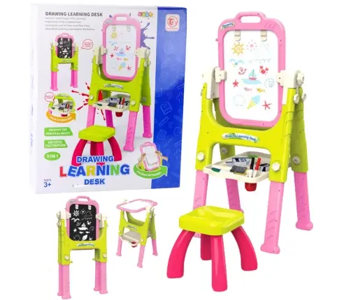 5in1 Educational Board With Chair Multifunctional Accessories Pink