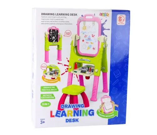 5in1 Educational Board With Chair Multifunctional Accessories Pink