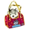 Husky Dog In A Bag Plush Mascot Cuddly Toy White Gray