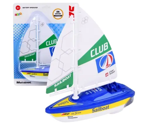 Sailboat Water Boat Battery Operated Turbine Drive Blue