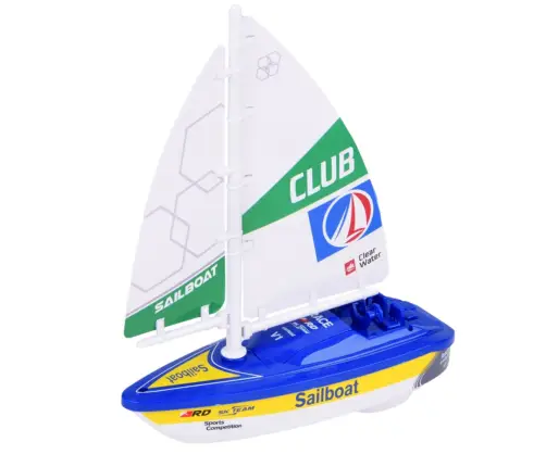 Sailboat Water Boat Battery Operated Turbine Drive Blue