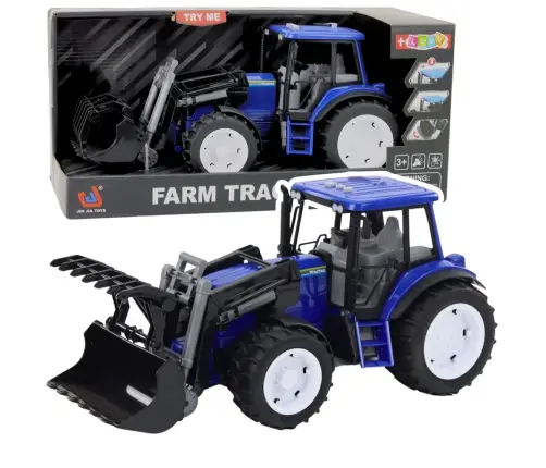 Farm Tractor With Moving Bucket Lights Sounds Blue 1:18