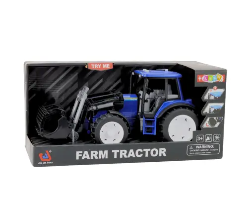 Farm Tractor With Moving Bucket Lights Sounds Blue 1:18