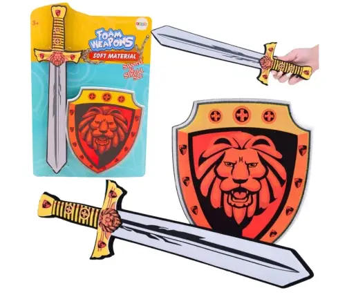 Knight Set Shield Sword Foam Lion Emblem 2pcs
