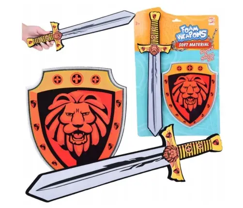 Knight Set Shield Sword Foam Lion Emblem 2pcs