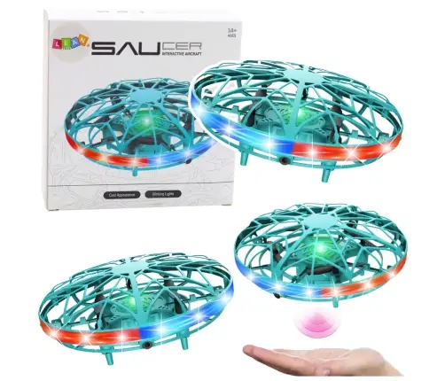 RC Hand Controlled UFO Drone LED Lights Turquoise