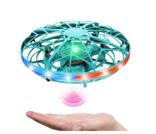 RC Hand Controlled UFO Drone LED Lights Turquoise