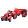 Metal Farm Tractor With Trailer Red 1:18