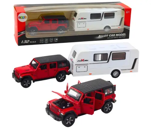 Set of Car Off-road Camper Metal Drive Lights Sounds Red 1:32