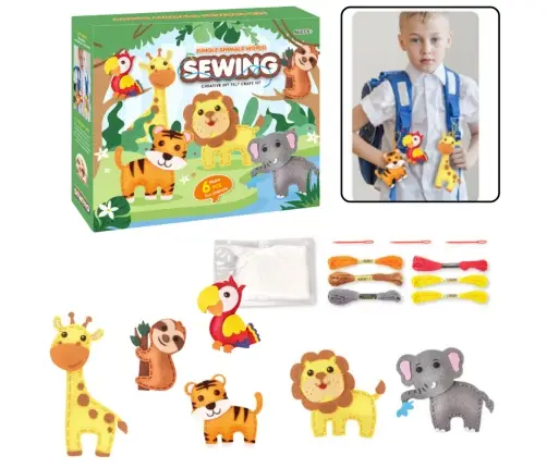 Creative Set of Embroidery Felt Jungle Animals 6pcs