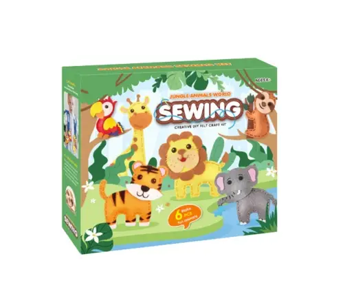 Creative Set of Embroidery Felt Jungle Animals 6pcs