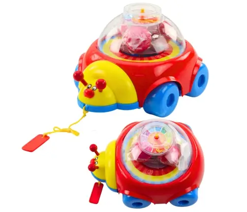 Ladybug Ride-on Pull Toy With Balls And Clock Colorful