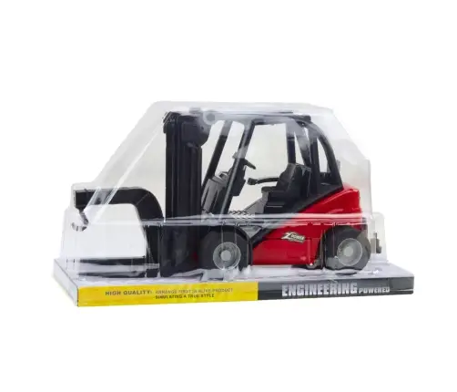 Forklift Construction Vehicle Moving Forks Red